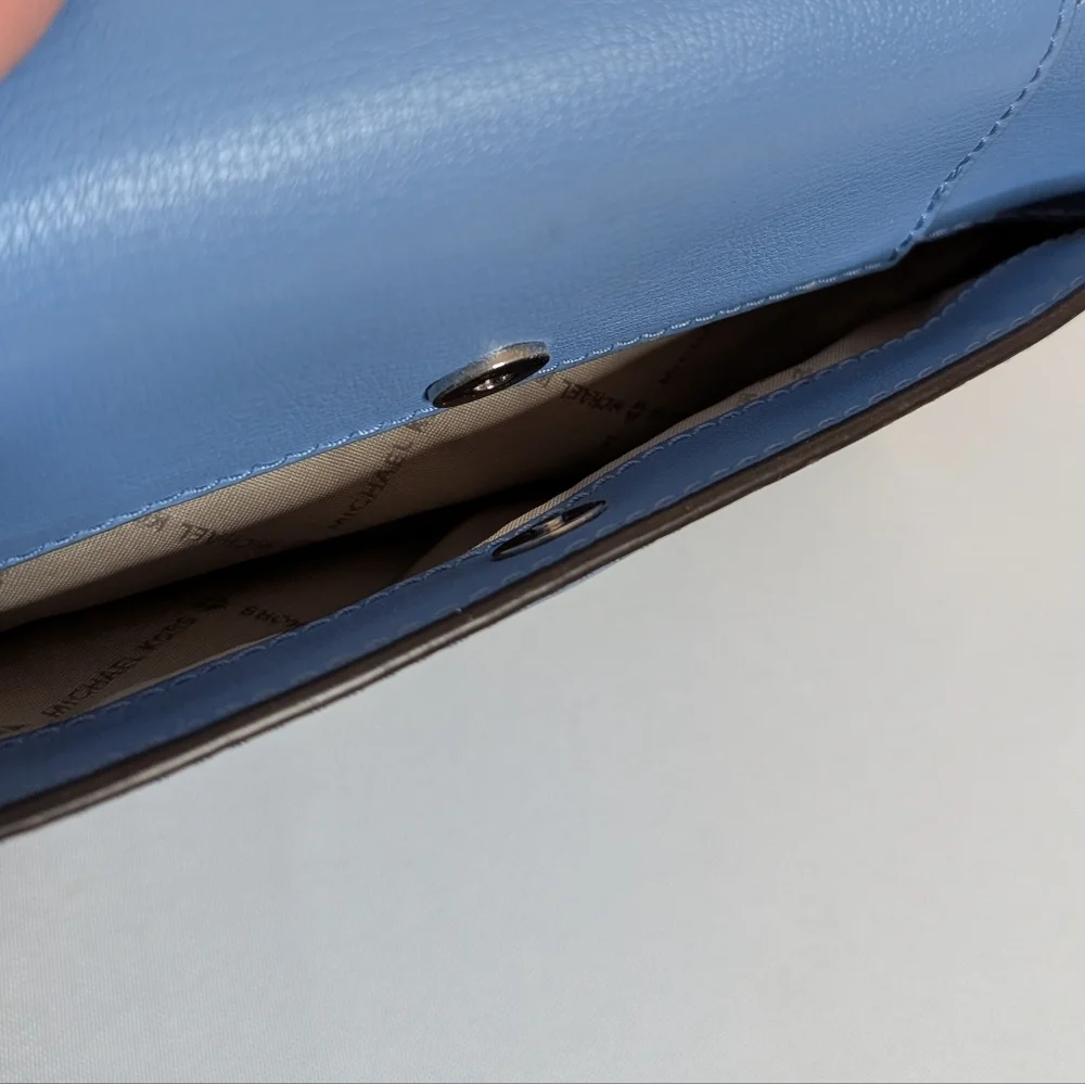Michael Kors Mott French Blue Crossbody Large Clutch Purse EUC - Picture 6 of 14